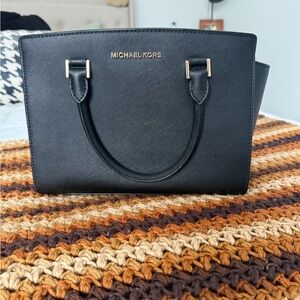 Michael Kors Black Tote with Gold Accents